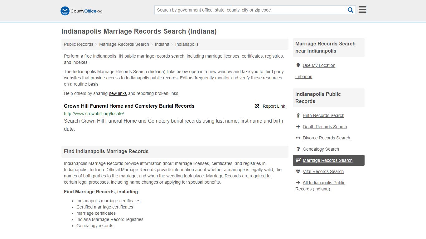 Indianapolis Marriage Records Search (Indiana) - County Office