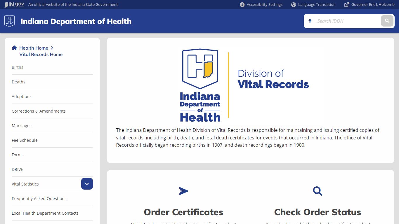 Health: Vital Records: Home